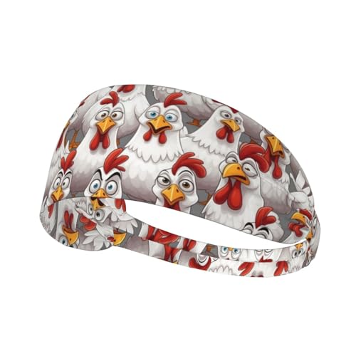 Men Women Headbands Sports Sweatbands Moisture Wicking Running Yoga (Rooster Chicken sweatproof Headbands)