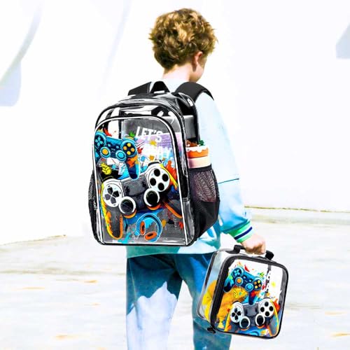Image of KLFVB 3PCS Clear Backpack for Girls and Boys, Kids See Through Backpacks Stadium Approved, Transparent Bookbag for Elementary