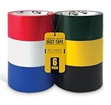 6 Pack Duct Tape, Assorted Colors - Red, White, Blue, Black, Yellow, Green - Heavy Duty Duct Tape by Better Office Products, 1.88 Inch x 10 Yards Per Roll, Easy Tear, 6 Pack, Assorted Colors