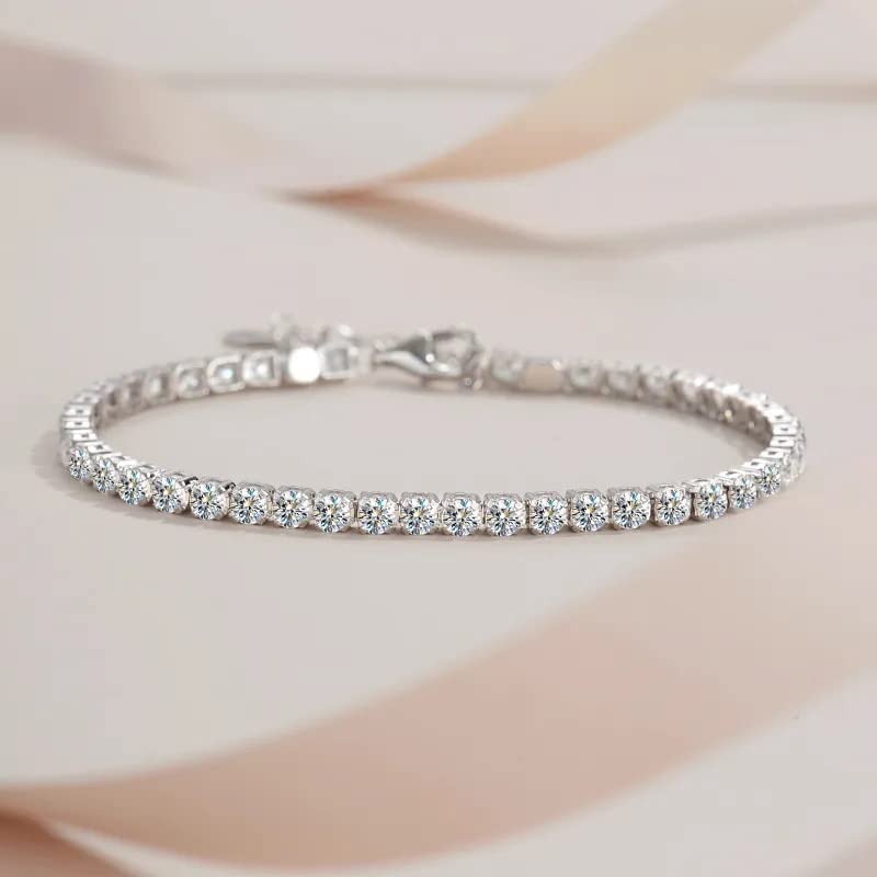 OBCPD 3mm Moissanite Bracciale Tennis per Le Donne 925 Sterling Silver Diamond Chain Bracelets Bangle Pass con
