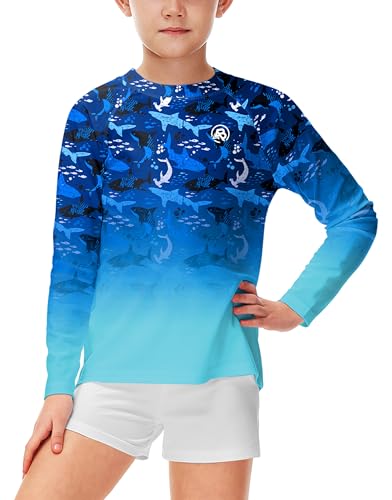 AOBUTE Unisex Kids Rash Guard Long Sleeve SPF 50+ Sun Shirt UV Protection Swim Shirts 3-12 Years4