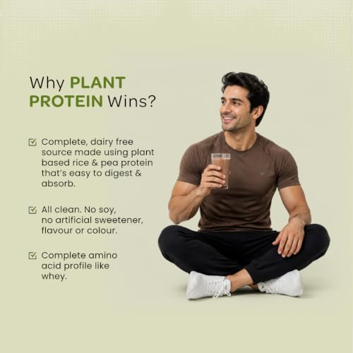 Image of Bigmuscles Nutrition Clean Plant Protein | 25g Pea & Rice Protein Isolate Per Serve (1kg, Chocolate Noir) | Complete Amino Acid Profile | Easy Digestion & Non-Chalky