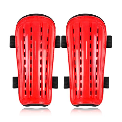 Image of Wswqop Soccer Shin Guards Impact Absorbing Leg Guards Football Adjustable Enveloping Fit EVA Lining Suitable for Match Play Sports Training, Red, Red