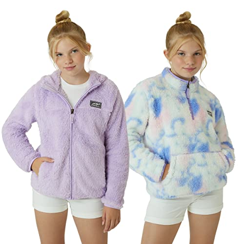 Eddie Bauer Kids’ Jacket - 2 Pack Ultra Soft Sherpa Fleece Hoodie Sweatshirt For Boys And Girls (5-20), Size 10-12, Pastel Lilac #TOP9