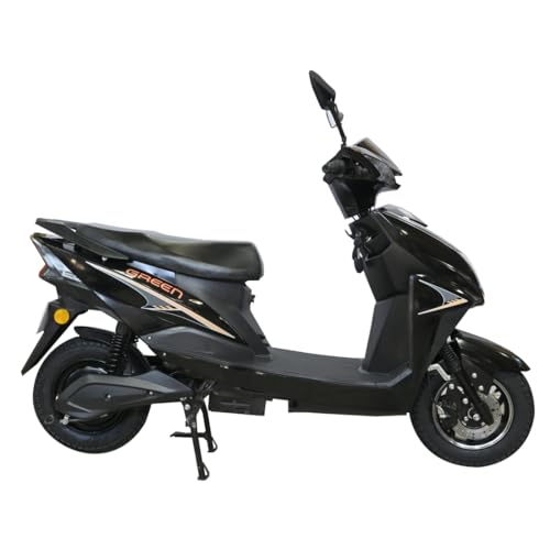 Image of Green Invicta Low Speed Electric Scooter Non RTO 40KM Range Black with Portable Charger