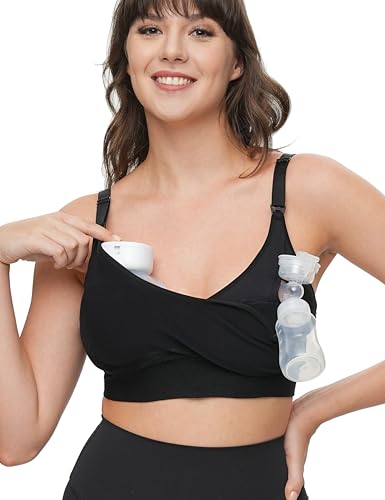 Image of ChouChouter 4-in-1 Pumping Bra Hands Free, Low-Impact Sports Nursing Bra for Breastfeeding, Maternity Bra for Pregnancy