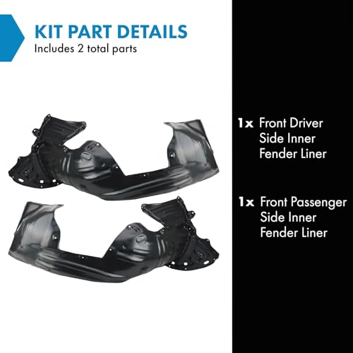 Image of TRQ Front Inner Fender Liner Set Compatible with 2011-2013 Honda Odyssey HO1248141 HO1249141