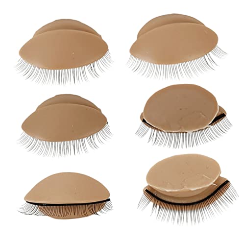 FOMIYES Lash Extension Practice Eyelids 3 Pair Removable Silicone Eyelash Head Molds