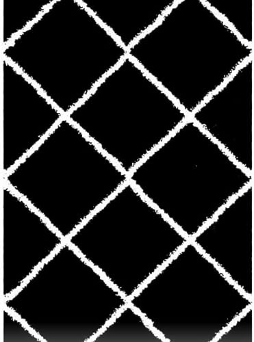 Image of Shaggy Floor Carpets for Living Room, Elegant Bed Side Runner, Modern Carpets for Bedroom, Pooja Room,Sofa Area Office Carpet,(9x12 Feet, Black Box)