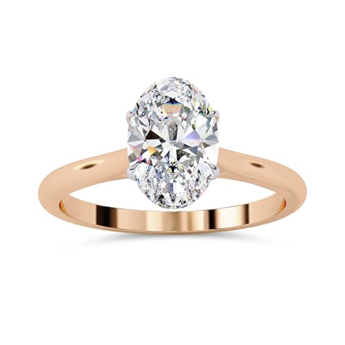 AFFY 4 Prong Solitaire Engagement Ring for Women, 1.20 Carat (ctw) Oval Cut Lab Grown Diamond Ring In 925 Sterling Silver Or 10K Solid Gold F-G, VS-SI Quality Gifts For Her