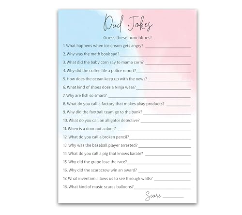 Jeu de questions pour fête prénatale amusant avec blagues de papa pour gender reveal réussi