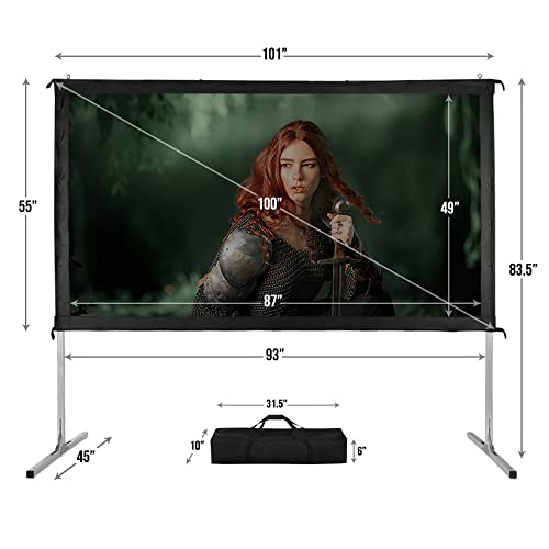 Homegear Fast Fold Portable 100" Projector Screen 16:9 Hd For Indoor/Outdoor Use #TOP2