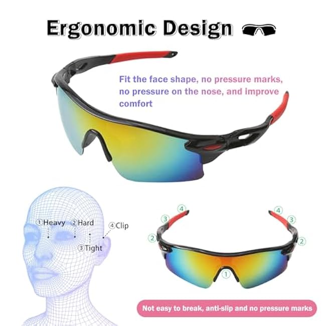 Kids Sunglasses Youth Baseball Sun Glasses for 5-12 Boys Girls, UV400 Protection Sports Sunglasses for Baseball Fishing Running Cycling Golf Driving Trekking (2PCS)