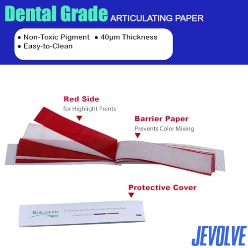 Image of 240 Sheets Dental Articulating Papers | Straight Shape Micron Bite Articulating Paper Doubled Side for Occlusal Adjustment - Thin Red