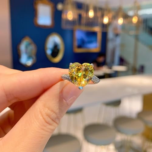 Bague ouverte cœur en argent 925 et topaze bleue avec zircon de fiançailles