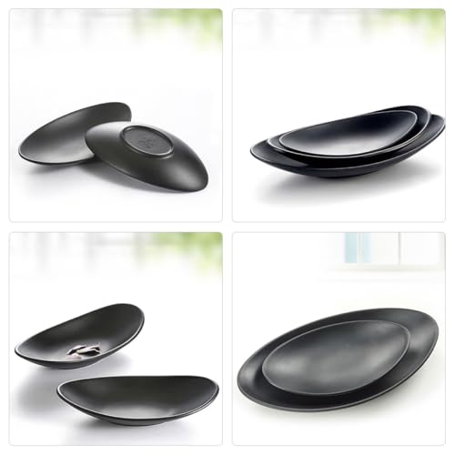 Set 2 platos sushi melamina negro pequeño miniatura 3