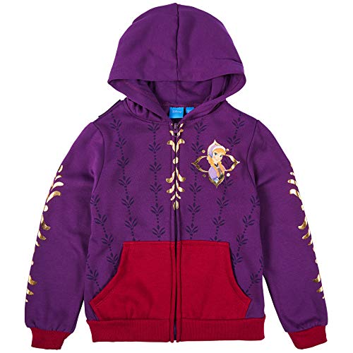 Disney Big Girl's Anna Frozen Dress Costume Jacket with Cape Outerwear, Purple/Red, Extra Small (4-5)