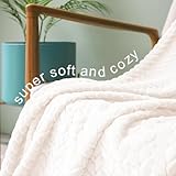 Exclusivo Mezcla Fleece Throw Blanket for Couch and Bed, 127x178 CM Soft Cozy Jacquard Flannel Blankets, Lightweight Fuzzy Plush Warm Throws for All Seasons, Ivory - Image 4