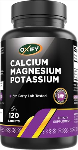 Oxify Calcium Magnesium Potassium | 120 Tablets | Gluten-Free Non-GMO | Supplement Made in USA