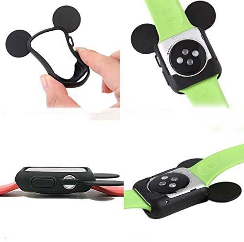 Navor Soft Silicone Protective Case for Cartoon Mouse Ears Compatible for Apple Watch 38mm Series 1/2/ 3 - Black