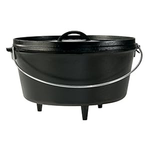 Lodge 8 Quart Pre-Seasoned Cast Iron Camp Dutch Oven with Lid – Dual Handles – Use in the Oven, on the Stove, on the Grill or over the Campfire – Black