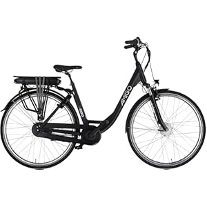AMIGO E-Faro S2 Elektrische fiets voor dames, 28 inch, e-bike 49 cm, 7 versnellingen, met scooterremmen, matzwart