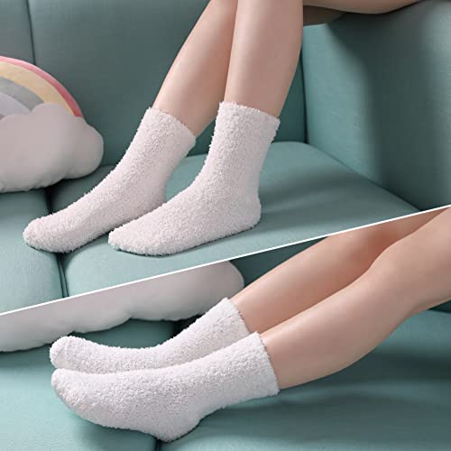Image of CHOWISH Womens Fuzzy Slipper Socks Super Soft Microfiber Fluffy Cozy Winter Warm Fuzzy Crew Socks