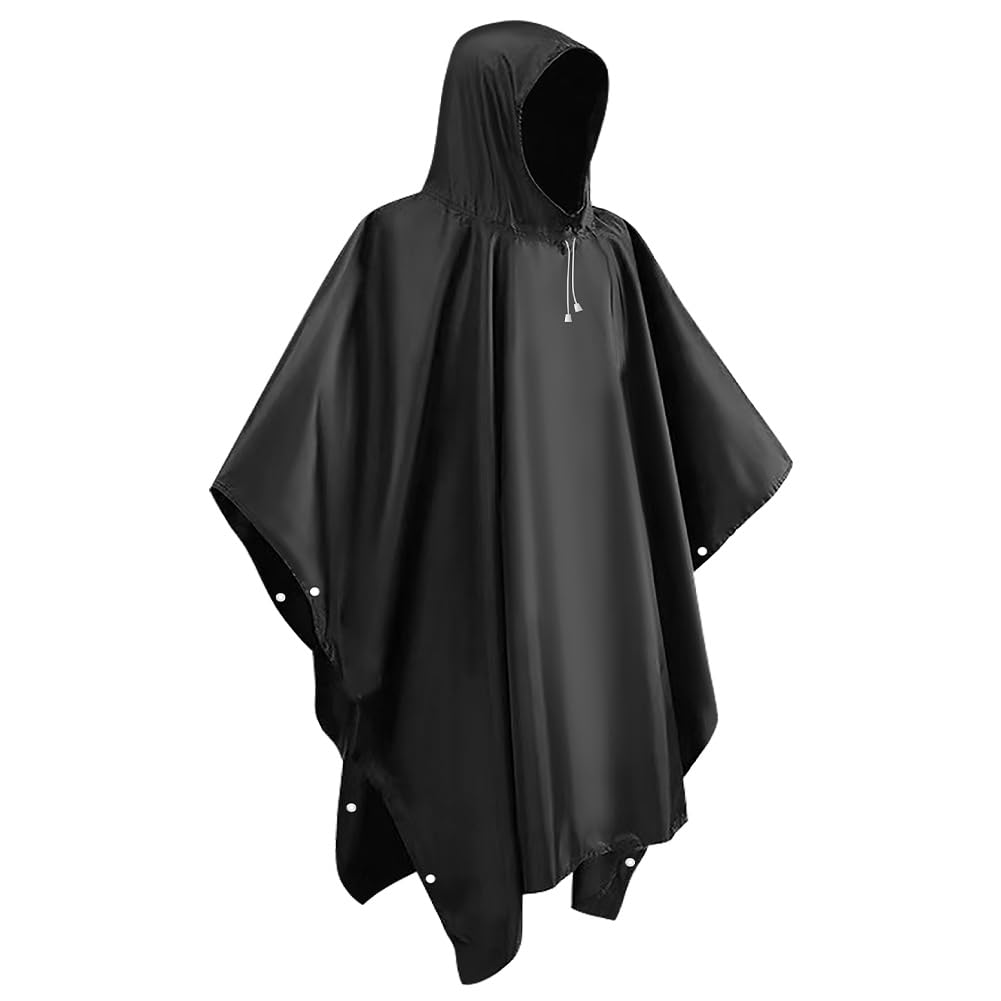 lohey EVA Regenponcho, Wasserdicht Regenmantel für Damen und Herren, Wiederverwendbar Regencape mit Kapuze für Camping, Angeln, Freizeitparks, Festivals