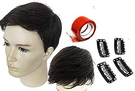 Majik Human Hair Wigs Patch Toupee for Men to Cover Baldness, Size 10x8, Black (Free Hair Comb and Wig Tape, and 4 Clips)