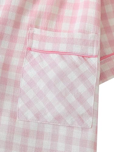 Image of Remidoo Women's Silk Satin Pajama Set Striped Button Up Pjs Short Sleeve Loungewear