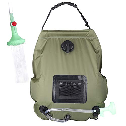 PGYFIS Camping Shower Portable Shower for Camping Outdoor Shower Solar Shower Bag 5 gallons/20L for Outdoor Traveling Hiking (Army Green)
