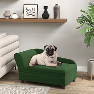 PawHut Luxury Fancy Dog Couch with Hidden Storage Small Dog Sofa Bed with 2 Soft Foam Modern Pet Furniture for Puppies Little Breeds Green
