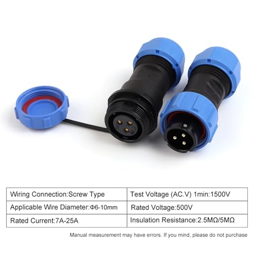 Conector de aviación LP SP17 estanco IP68 con tuerca de acoplamiento para conexión aérea 3P 2