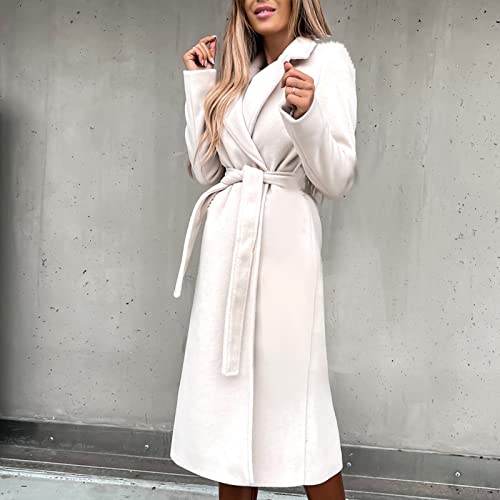 Womens Winter Coat Long Trench Coat Oversized Long Casual Wool Blend Overcoat Notch Lapel Belted Full Length Jackets4