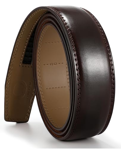 Image of CHAOREN Ratchet Belt Replacement Strap 1 3 /8 inch, Leather Belt Strap for 40MM Slide Click Buckle