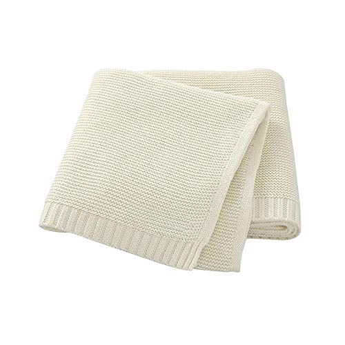 Baby Blankets Newborn Super Soft Cotton Knit Toddler Boys Girls Qulits 10080cm(White)