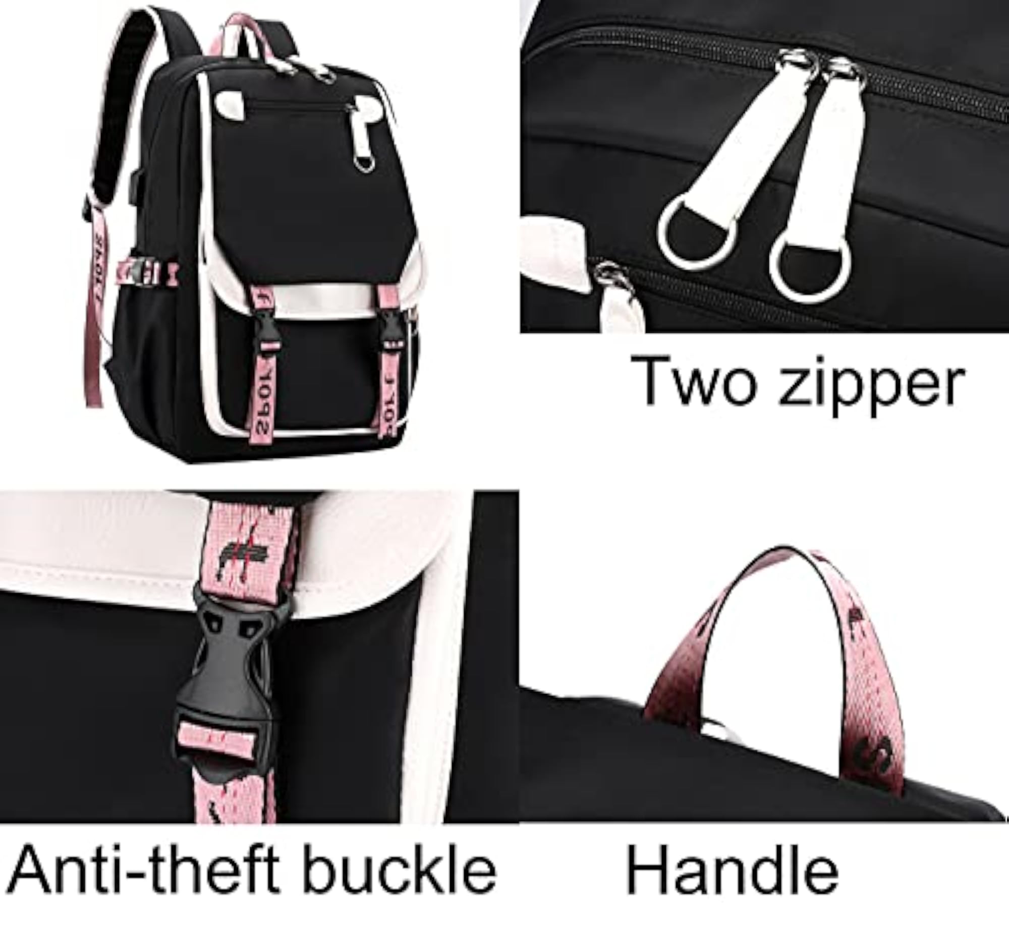 Teenage Girls' USB Charging Backpack for School