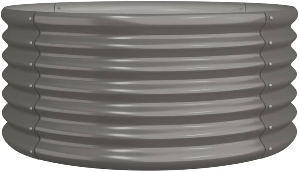 vidaXL Garden Planter Grey Powder-Coated Steel Medium Tough