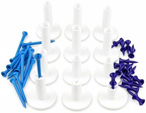 12Pcs Mixed Sizes Rubber Golf Tee Holders for Mats & 30Pcs Tees (...