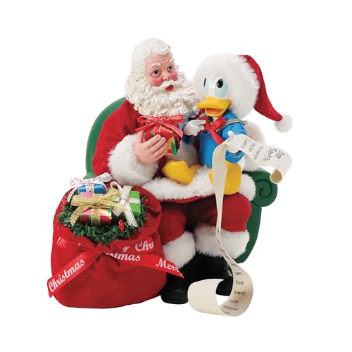 Department 56 Possible Dreams Disney Santa and Donald Duck Long List Figurine, 9 Inch, Multicolor