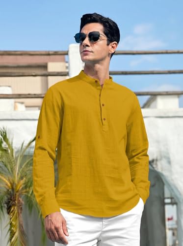 Image of ROYALSCOUT Men's Cotton Blend Full Sleeve Short Kurta Perfect for Traditional Gatherings, Casual Outings, or Everyday Ethnic Wear