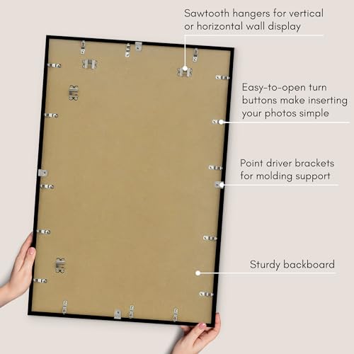 Americanflat 22x34 Poster Frame with Polished Plexiglass - Streamline Collection - Thin Border Picture Frame for Wall Display - Hanging Hardware Included - Black