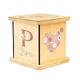 Wooden Piggy Bank for Kids and Adults, Personalized Gift Handmade in USA by BloomOwl, Custom Piggy Bank, Personalized Banks for Kids, Gifts for Baby Boys and Girls (Daisy)
