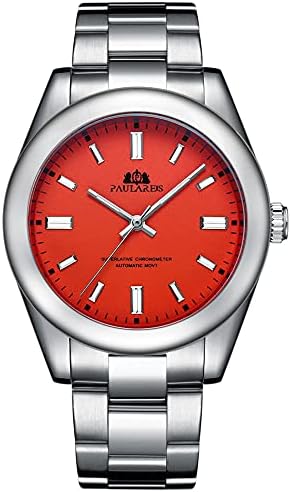 Amazon Co Jp クラシックな3ピンデザイン 時計 機械的 ウォッチ ファッショナブルな文字盤カラー 7種類 メンズ 腕時計 正確な時間 懐中時計防水 男性の誕生日プレゼント 高級時計 ビジネスファッションの男性 腕時計 ステンレススチールストラップ 色 赤 腕時計