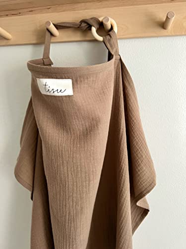 Image of Nursing Cover for Baby Breastfeeding & Pumping | Multi Use Car Seat Stroller Cover | Breathable Soft Muslin Cotton | Breast Feeding Apron & Shawl by TISU (Pale Taupe)