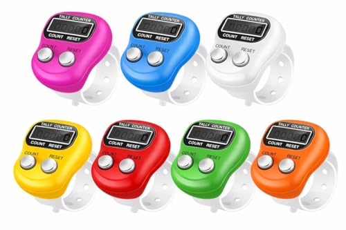 Image of KTRIO 7 Pack - Digital Finger Counter with LCD Display & Reset Button | Adjustable Ring Hand Tally Counter for Japa, Chanting, Meditation, Prayers, Sports, Golf, Knitting & Score Tracking