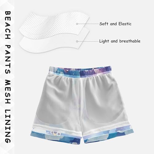 Boys Beach Board Shorts Penguin Cloud Cute Swim Trunk Teen Swimwear 8-16Y Multicolor4