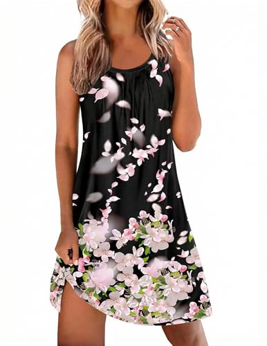 Image of Ekouaer Nightgowns for Women Sleeveless Sleepwear Tank Pleated Sleep Shirt
