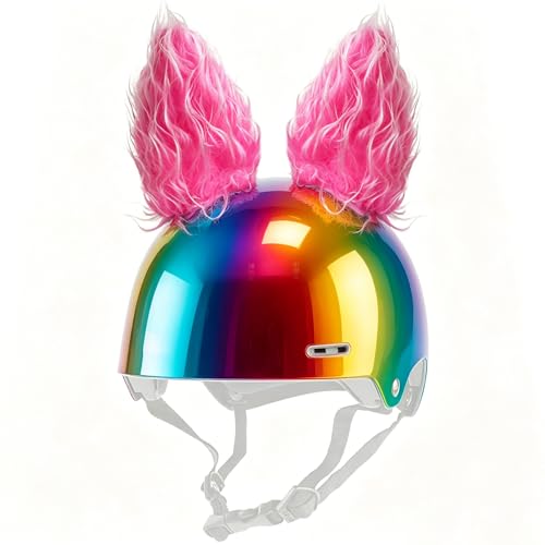 Lecherri Fluffy Bunny Ears for Helmet 2PCS Together Accessories Decoration for Motorcycle Bicycle Ski(Helmet Not Included)