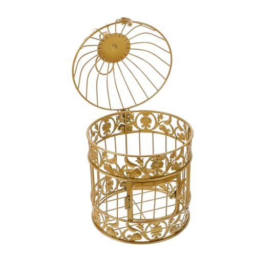 SHINEOFI Cage à Oiseaux Décorative Fer Forgé Doré Style Européen DIY pour Décoration de Mariage et Maison Ornement Artistique pour Bureau et Étagère